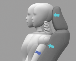 CẤU TRÚC GIẢM CHẤN THƯƠNG ĐỐT SỐNG CỔ
Trong trường hợp xảy ra va chạm mạnh từ phía sau, đầu và thân hành khách có xu hướng đập mạnh vào ghế. Bởi vậy, cấu trúc ghế hiện hiện đại sẽ giảm chuyển động tương đối giữa đầu và thân, tránh tổn thương đốt sống cổ.